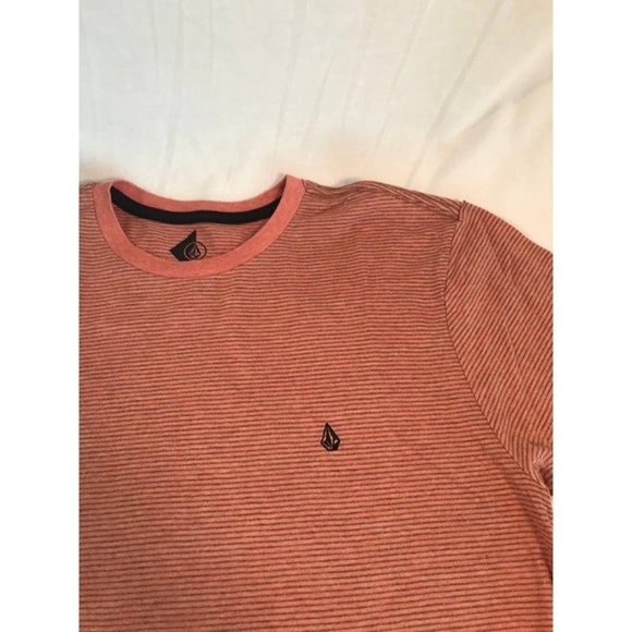 Volcom Striped Shirt Mens sz Small Orange Casual Short Sleeve T-Shirt - Picture 2 of 5